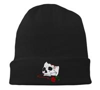 Tijeyi Horror Skull Rose Hat Fashion Reaper Grim Beanies for Men Cool Men's Horror Beanie Caps Halloween Hat for Women Guys Teens Boys Graphic Warm Winter Hat, Horror Skull, 1