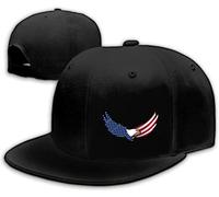 Tijeyi Snapback Hats for Men Flat Bill Black Adjustable Baseball Cap Trucker Hat for Dad American Flag Pirate Skull Caps Cool, Eagle Usa Flag, 1