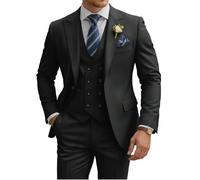 TIJOFA 3 Piece Suit Men Slim Fit Double Breasted Suit for Men Wedding Suits Classic One Button Formal Prom Dinner Tuxedo, Black, XXL
