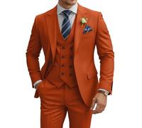 TIJOFA 3 Piece Suit Men Slim Fit Double Breasted Suit for Men Wedding Suits Classic One Button Formal Prom Dinner Tuxedo, Rusty Orange, XXL