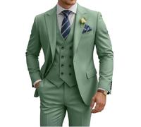 TIJOFA 3 Piece Suit Men Slim Fit Double Breasted Suit for Men Wedding Suits Classic One Button Formal Prom Dinner Tuxedo, Sage Green, L
