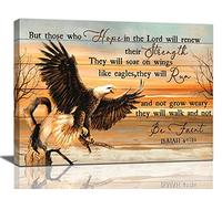 Tijuboni Bald Eagle Motivational Wall Art Bible Verse Canvas Prints Pictures Scripture Wall Decor Modern Home Framed Artwork for Living Room Bedroom 16"x12"