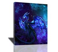 Tijuboni Dragon Decor Wall Art Blue Space Galaxy Pictures Dragon Canvas Prints Painting Modern Home Framed Artwork for Bedroom Living Room 12"x16"