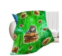Tijuboni Funny Cat Blanket for Girls Women Gifts Lovers and Hamburgers Throw Kids Adults Ultra Soft Cozy Fleece Couch Sofa Bed 40''x50'' Cat A2