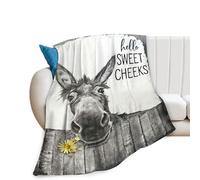 Tijuboni Funny Donkey Throw Blanket Donkey Gifts for Girls Boys Women Men Kids Adults Soft Flannel Fleece Blanket for Couch Sofa Bed Home Decor 40"x50"