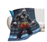 Tijuboni Gorilla Boxing Throw Blanket Funny Boxing Gifts for Men Women Boys Girls Kids Adults Soft Flannel Fleece Blanket for Couch Sofa Bed Home Decor 40"x50"