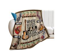 Tijuboni Guitar Music Throw Blanket Guitar Gifts for Girls Boys Women Men Kids Adults Soft Flannel Fleece Blanket for Couch Sofa Bed Home Decor 40"x50"