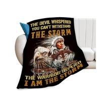 Tijuboni Native American Throw Blanket Indian Wolf Eagle Gifts for Women Men Girls Boys Kids Adults Soft Flannel Fleece Blanket for Couch Sofa Bed Home Decor 40"x50"