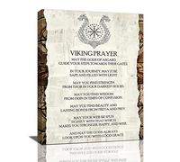 Tijuboni Viking Prayer Wall Art Nordic Quotes Canvas Prints Pictures Retro Warrior Motivational Wall Decor Modern Home Framed Artwork for Living Room Bedroom 12"x16"