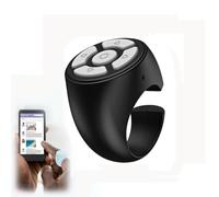 Tik-Tok Scrolling Ring - Bluetooth 5.3 Finger Remote, Wireless Camera Shutter & Tik-Tok Scroller, 5-Button Page Turner for Smartphones, eBook Reading & Travel, Rechargeable Fingertip Control (black)