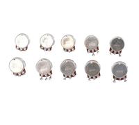 TIKATARER 10 Pcs Guitar Potentiometer, Metric M8 Thread 18mm Shaft 25K Ohm Bass Pots for Volume Tone Control, Replacement Potentiometer with Standard Sound Taper, Ideal for Electric Bass (A25K)