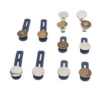 TIKATARER 12 Pcs Pants Button Extender, Soft Silicone Ring Alloy Flatback Design, Waist Extender Buttons with Strong Flexibility, Ideal for Trousers, Skirts & Suit Pants