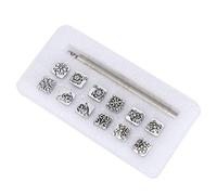 TIKATARER 12PCS Stamping Punch Tool, Strong Zinc Alloy Accurate Display Tang Dynasty Flower DIY Vegetable Leather Stamper with 1PCS Handle for Leather Craft Stamps Steel Punch Tool