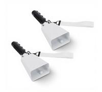 TIKATARER 2PCS Cow Bell, Cow Bells Noise Makers with 9 Inch Solid Steel, Super Loud Deep Tone, Ergonomic Non Slip Handle, Nylon Wrist Strap for Sports Event, Soccer Game