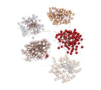 TIKATARER 300PCS Artificial Berries, 10mm Foam Plastic Christmas Berries Decor in Gold Red White Silver with Fine Branches Design, Ideal for Holiday Home Decor Wreath Craft Wedding Party