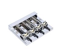 TIKATARER 4 String Bass Bridge Assembly, 5 Hole Bass String Plate with 17.5-20mm Adjustable Brass Saddles, Pre Slotted Zinc Alloy Design for Easy Installation, Guitar Bridges Parts