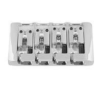 TIKATARER 4 String Bass Bridge, High Mass Metal L Shaped Electric Bass Bridge, Adjustable Saddle for Better Sound Transmission, Ideal for 4 String Electric Basses (Silver)