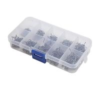 TIKATARER 500pcs Fishing Hooks, Carbon Steel Fish Hook Set with Special Barb Design for Freshwater & Saltwater Fishing, 10 Sizes in Plastic Storage Box (Black)