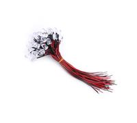 TIKATARER 50pcs Pre Wired LED Diodes, 3mm 5mm 10mm Water Clear White Red Blue Green Light Diodes, Low Power Consumption 9-12V DC with Beam Angle 30 for Projects (10mm)