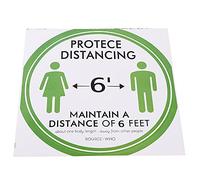 TIKATARER 5PCS Social Distancing Floor Stickers, Bright Colors Floor Decals, Self Adhesive Markers with Visible Distance Design, Ideal for Public Areas, Shops & Hospitals (Green)