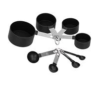 TIKATARER 8Pcs Stainless Steel Measuring Spoon Set, Durable Black Silver Design Spoons, Non Slip Handle Spoons with Capacity Marks, Ideal for Baking Cooking Seasoning Flour