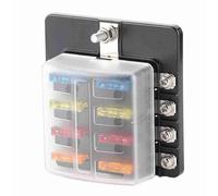 TIKATARER 8Way FuseBox Holders, LED Indicator Holders, 10A-30A with Strong Screw Connection & Clear PC Cover, Ideal for Car, Ships & Yachts