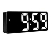 TIKATARER Alarm Clock, ABS and Plastic Digital Mirror with USB Cable Desk Clock for Decoration (Rectangular Black-Faced White Light)