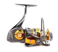 TIKATARER All Metal Spinning Fishing Reel, 12+1 Bearings High Speed Left Right Hand Interchangeable with Non Slip Handle, for Rivers, Lakes & Seas Medium Large Fish (MT4000 Gun Silver)