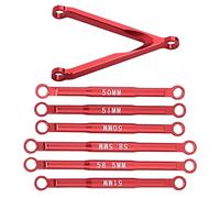 TIKATARER Aluminium Alloy RC Rod Linkage Pull Tire Rod Kit, High Precision Durable Suspension Links Set, Complete Accessories RC Kit with Linkage, Ideal for Axial SCX24 1967 C10 AXI00001 (Red)