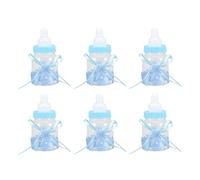 TIKATARER Baby Bottle Candy, 24Pcs Fillable Bottles Sweet Candy Box Mini Baby with Ribbon For Shower Game For Boy Girl Newborn Infant Birthday Party Decoration (Blue)