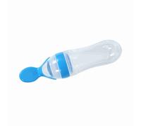 TIKATARER Baby Feeder, Food Grade Silicone,Four Colors Available Baby Spoon 90mL,with Spoon for Feeding Cereal, Milk, Porridge and Other Semifluid Foods for Your Babies (Blue)