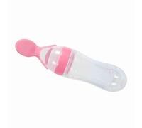 TIKATARER Baby Feeder, Food Grade Silicone，Four Colors Available Baby Spoon 90mL，with Spoon for Feeding Cereal, Milk, Porridge and Other Semifluid Foods for Your Babies (Pink)
