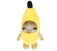 TIKATARER Banana Cat Stuffed Plush with Premium PP Cotton, Nature Stress Relief Squeeze Toy, Soft Delicate Fabric, Multipurpose Ornament for Bedroom, Living Room, Office Desk (20cm)