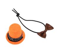 TIKATARER Bearded Dragon Costume, Hamster Clothes Bearded Dragon Clothes Reptile Hat and Bowtie Adjustable for Reptile Lizards Hamster (Orange hat + coffee tie)