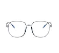 TIKATARER Blocking Trend Polygon Spectacle, Lightweight Transparent Eyeglasses, Durable Comfortable Glasses with PC Silicone, Ideal for Men & Women (Transparent Grey)