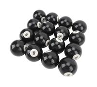 TIKATARER Box of 16 Replacement 8 Pool Table Billiard Ball, 16pcs Pool Eight Ball, 2.3in Diameter Black Resin Billiard with Ideal Roundness, Ideal for Game Room & Billiards