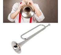 TIKATARER Brass Bugle, Gold Plated Cavalry Trumpet with Bb Key Solid Rich Penetrating Sound Portable, for School Band Military Orchestra Festival Performance Beginner Practice