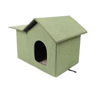TIKATARER Cat House, Foldable Wide Winter Shelter For Ferals Heated Cat House For Outside Insulated Feral Outdoor For Outdoor, 19.7x13x16.5in (Green)