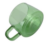 TIKATARER Coffee Cups, Flat Bottom Coffee Mug 250ML Borosilicate Cup Transparent Borosilicate Glass Mug with Handle for Coffee, Latte, Milk (Green)