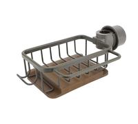 TIKATARER Dish Rack, Thickened Aluminum Adjustable Multifunction Sponge Holder Sink Caddy with Hanging Rod Hook and Drain Tray Left Over The Sink Dish Drying Rack for Home Kitchen (Grey)