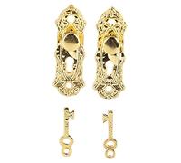 TIKATARER Dollhouse Door Knobs, 2 Set 1:12 Dollhouse Door Lock and Key Set Diy Doorknob Decor Miniature Fixtures Door Knob Fittings Miniature Furniture Accessories Parts