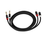 TIKATARER Dual TS Cable 6.35mm for Mixer Amplifier, 1.5m | Gold Plated Plugs, Aluminum Alloy Shell, Double Shielded Stereo Interconnect Cord, Bidirectional