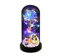 TIKATARER Eternal Rose Light Up Rose in Acrylic Dome with Built in String Lights, Valentines Day Gifts Glass Flower Galaxy Romantic Gift for Women Daughter Mom Wife Girlfriend (Blue)