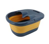TIKATARER Foldable Foot Bath Basin with Massage Nodes, Portable Collapsible Foot Soaking Tub for Relaxation, PP and Silicone Material (11.8x15.4x6.7in) (Locke Yellow)