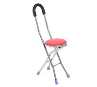 TIKATARER Folding Crutch Stool, Stainless Steel Walking Stick Chair, Silver