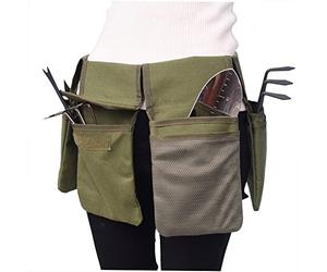 TIKATARER Garden Tool Belt, Heavy Duty Canvas Waist Apron, Multiple Pockets Apron with Organizer Design, Ideal for Gardening Tools Storage & Lawn Yard Work