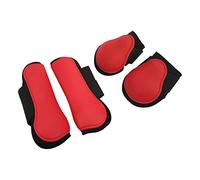 TIKATARER Horse Boots, 4pcs PU Shell Horse Tendon Boots Splint For Front Hind Leg Equestrian For Training Jumping Running (1 Set Red Medium 80-105mm / 3.1-4.1in)