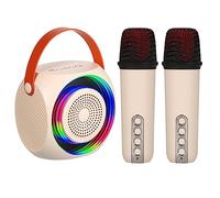 TIKATARER Karaoke Microphone and Sound Box Set, Home Party Singing Set with 2 Mics RGB Lights Adjustable Volume for Home (White)