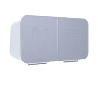 TIKATARER Makeup Organizer, Wall Mounted ABS Makeup Box with Buckle Storage for Bathroom (White Gray)