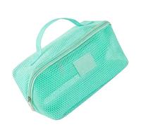 TIKATARER Mesh Makeup Bag, Breathable Large Capacity Makeup Pouch, Compartmentalized Travel Bag with Clear Visibility, Ideal for Travel, Business Trip & Daily Commute (Blue Green)
